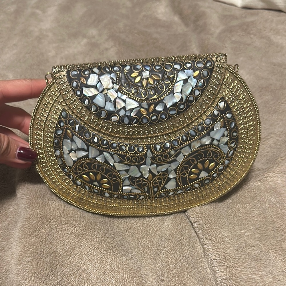 Elegant Gold Mosaic Clutch